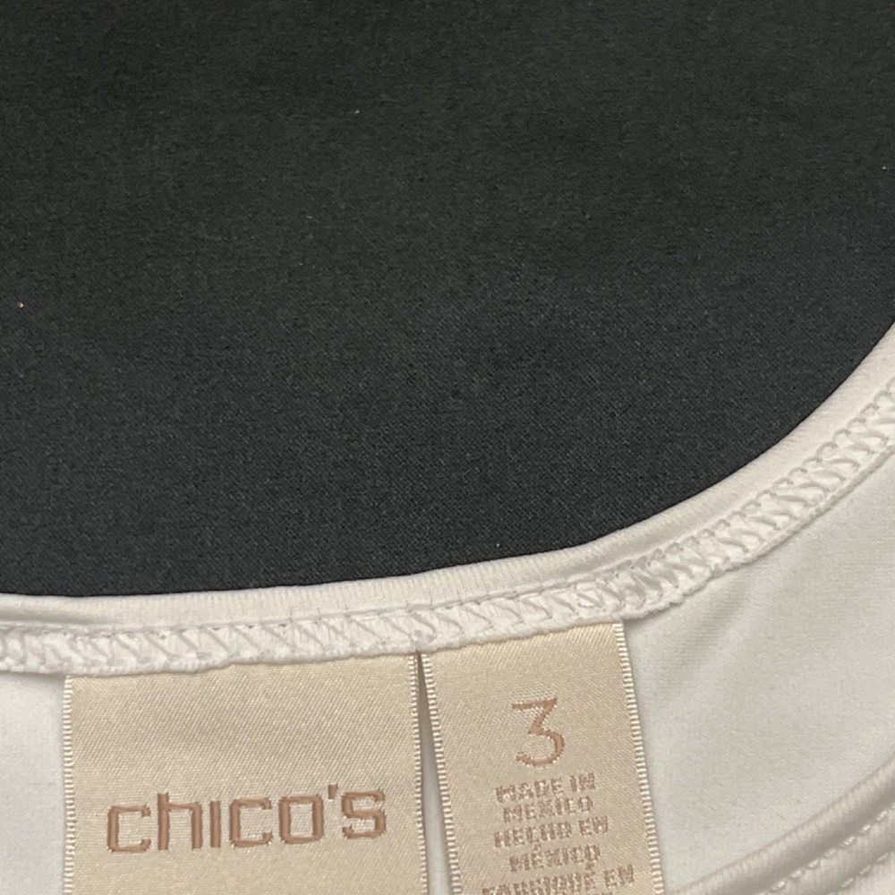 Like New White Chico’s, Sleeveless, Tank Top. Sz. 3 Chico’s. 14/16 Reg. - Picture 9 of 9